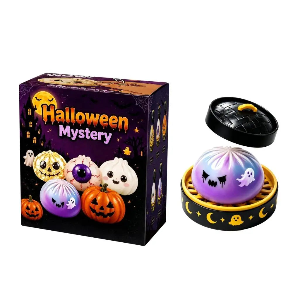 New 5.5cm Halloween Ghost Dumplings Toy Soft Slow Resilience  Squeeze Squishy Toy Kawaii Halloween Fidget Toy for Stress Relief