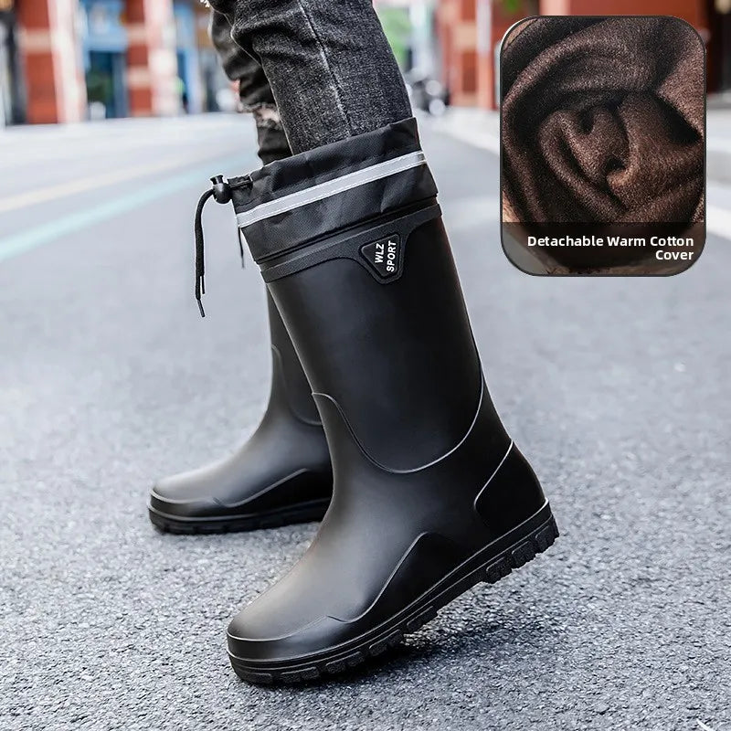 German Style Waterproof Rain Boots Men's Anti-Slip High Tube Long Camping Fishing Snake Bite Proof Thickened Rubber Shoes