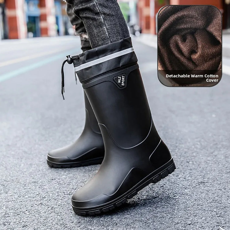 German Style Waterproof Rain Boots Men's Anti-Slip High Tube Long Camping Fishing Snake Bite Proof Thickened Rubber Shoes