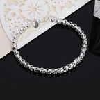 Wholesale 45-60cm 925 Sterling Silver 4mm Round Box Chain Necklace Bracelet Set For Women Men Boy Wedding Engagement Charm