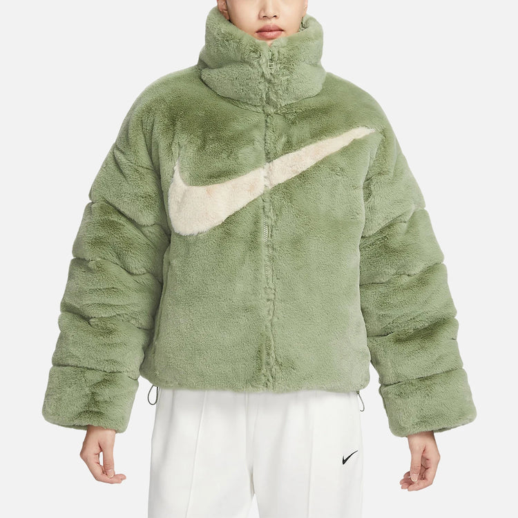 Nike genuine winter women's standing collar faux mink fleece warm jacket FN0461-386