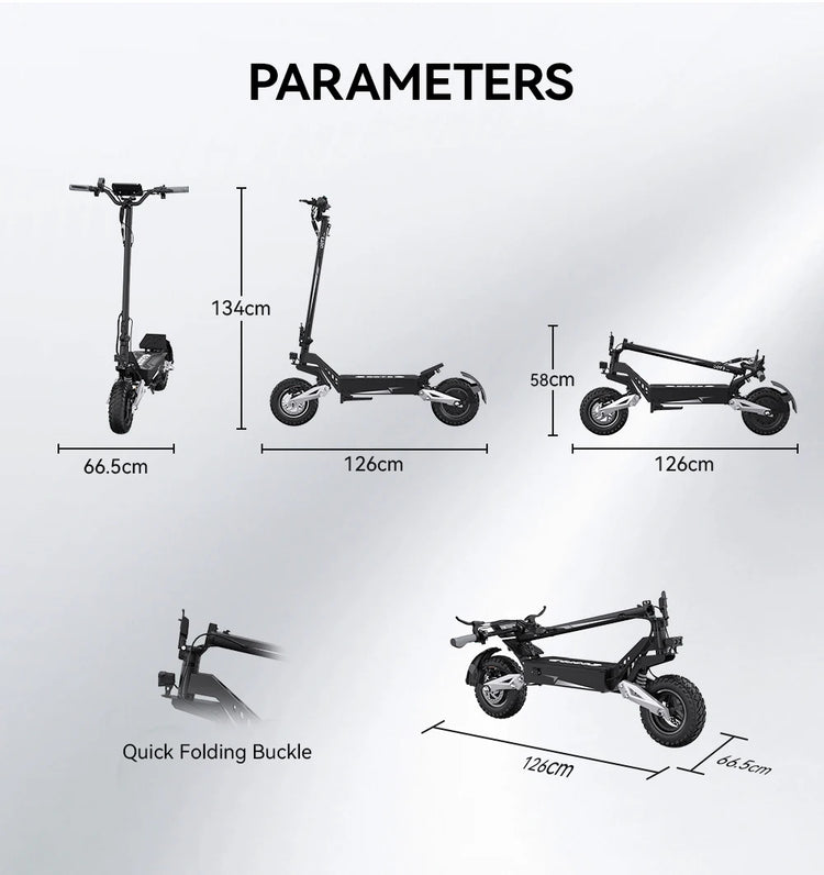 OOTD T10 Adult Foldable Electric Scooter, Max 900W Motor & 18Ah Battery, 45-60km Range, 11 Inch All-Terrain