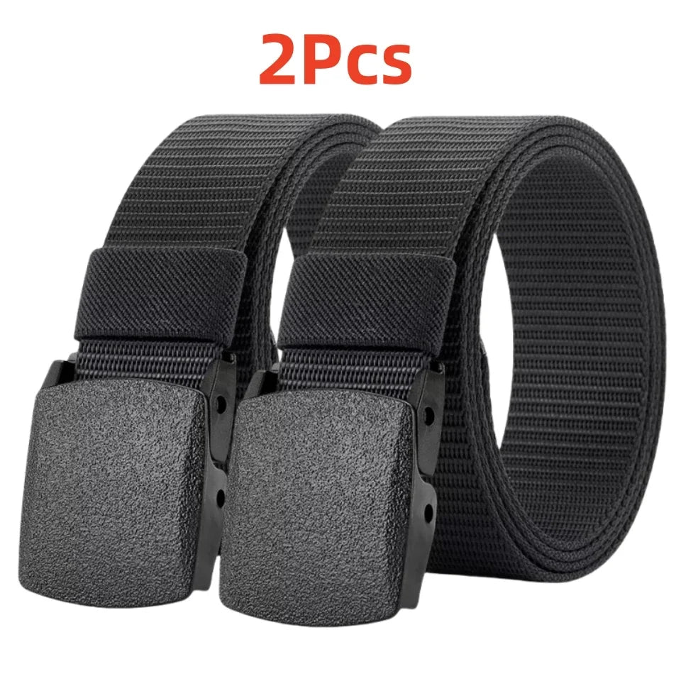 2Pcs New Automatic Buckle Nylon Belt Outdoor Hunting Multifunctional Tactical Canvas Belt High Quality Men Belt