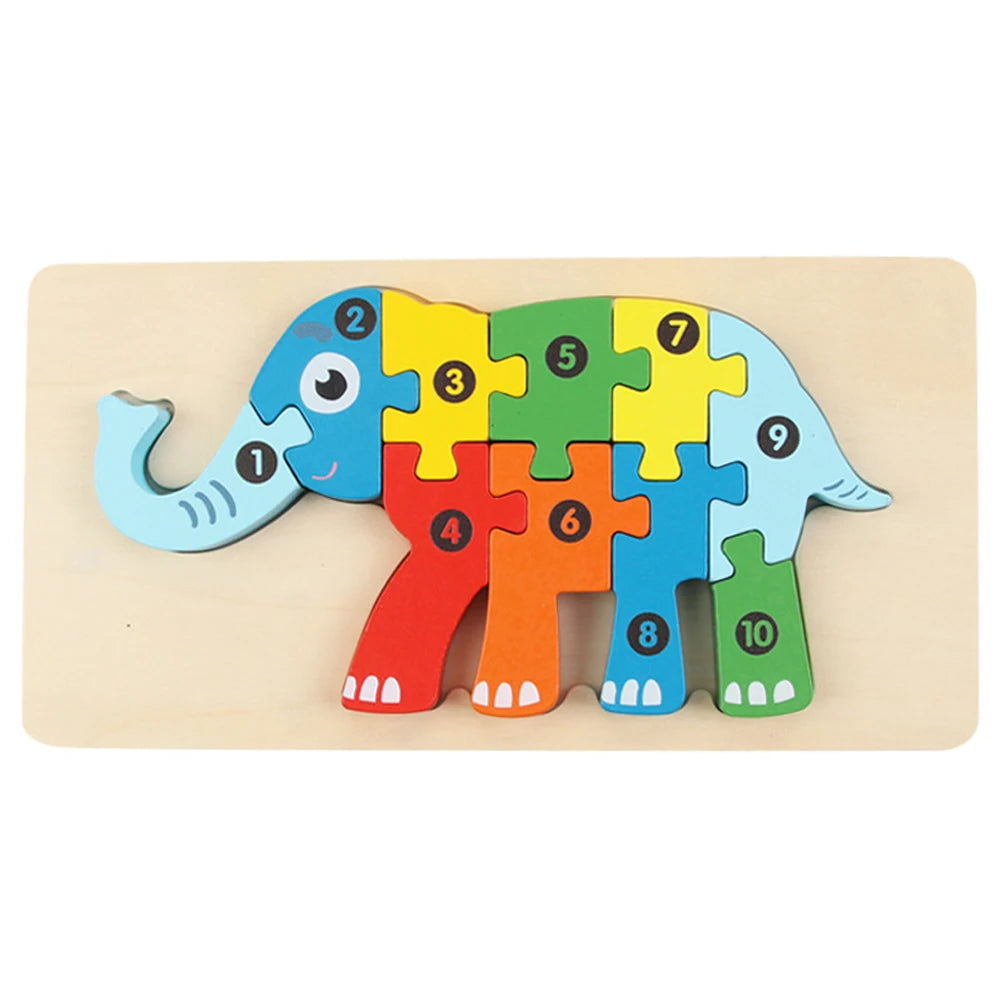 High Quality 3D Wooden Puzzles Educational Cartoon Animals Early Learning Cognition Intelligence Puzzle Game For Children Toys