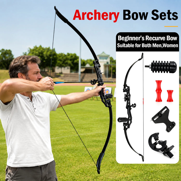 Metal Riser Recurve Bow Set for Adults, 20-40lb Aluminum Takedown Bow, Ambidextrous Competition Target Bow Kit, Ships from US