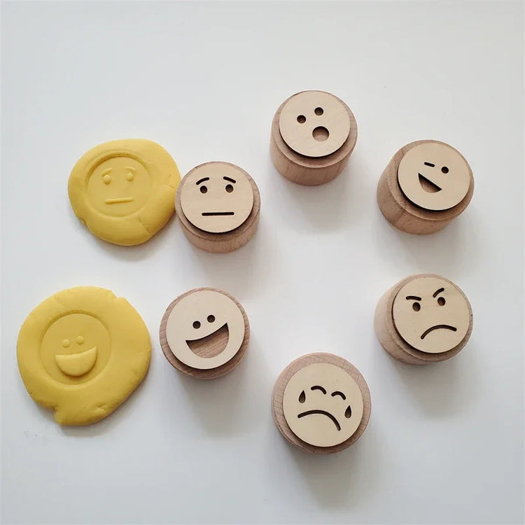 Kids Montessori Wooden Play Dough Stampers Tools Weather Insect Nature Stamps Playdough Fun Activity for Children Sensory Toys