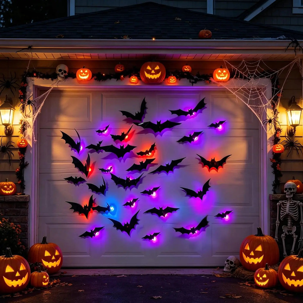 Halloween Bats Decorations,3D Pvc Bat on The Wall,Black Bats Wall Stickers,Halloween Scary Props