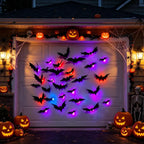 Halloween Bats Decorations,3D Pvc Bat on The Wall,Black Bats Wall Stickers,Halloween Scary Props