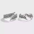 2PCS Fashionable And Simple Angel And Devil Wing Rings, Retro Personalized Open Mouth Men's And Women's Rings Available For Whol