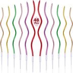 12/48pcs/1case Birthday Candles Spiral Cake Candles Long Thin Cake Candles For Wedding Party And Cake Decoration