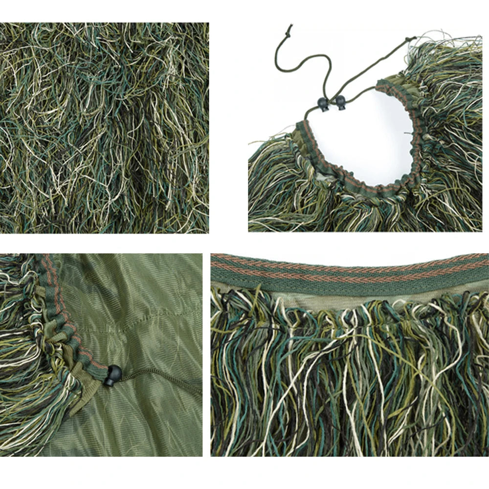 Lightweight Ghillie Poncho Tactical Sniper Ghillie Top for Airsoft Paintball Ghillie Poncho Suit Woodland