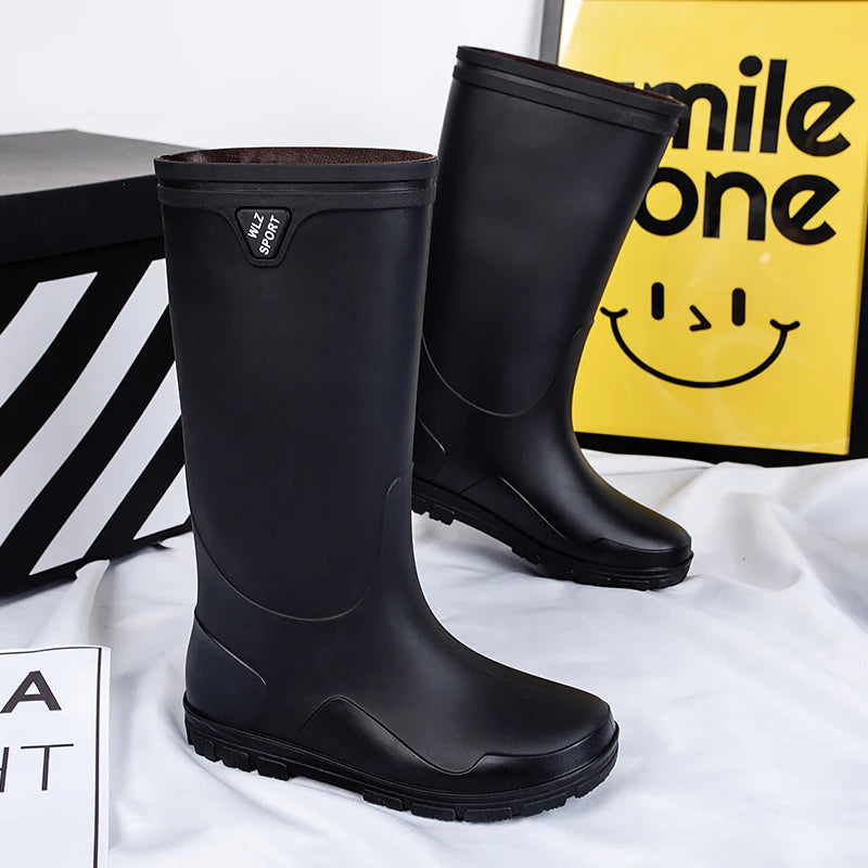 German Style Waterproof Rain Boots Men's Anti-Slip High Tube Long Camping Fishing Snake Bite Proof Thickened Rubber Shoes
