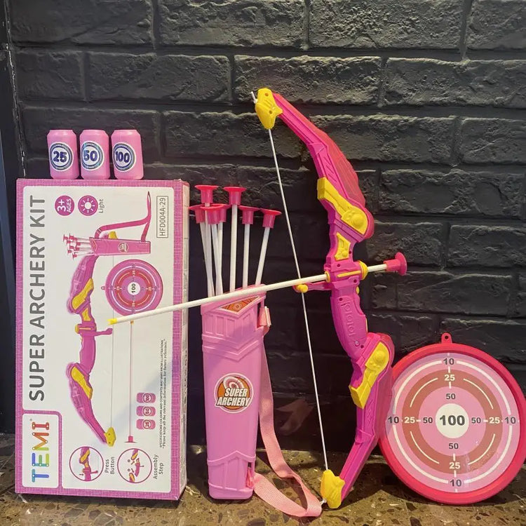 LED Light Up Bow and Arrow Set for Kids, 10 Suction Cup Arrows with Target & Quiver, Ages 4-14 Boys and Girls Toys