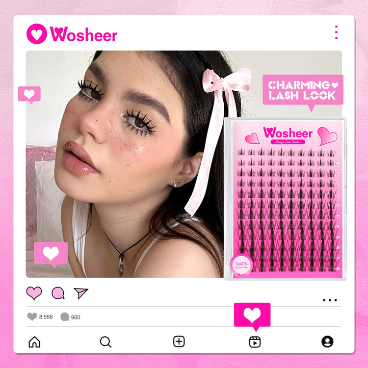 WOSHEER Lash Clusters Manga Lash Clusters Kit Clear Fairy Eyelash Clusters Wet-Look Spiky Anime Lashes Individual Lashes
