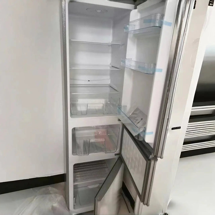 158L Low-price Three-door Cooler Refrigerator in Silver for Families Rented Houses with Freezing and Refrigeration Functions