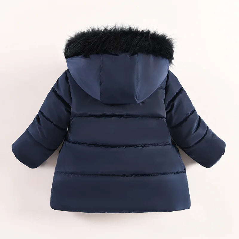 Girls Jacket Fur Collar