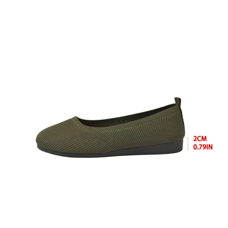 Women Round Toe Knitted Ballet Flats Breathable Slip on Flat Soft Sole Lightweight Casual Daily Walking Loafers Zapatos Mujer