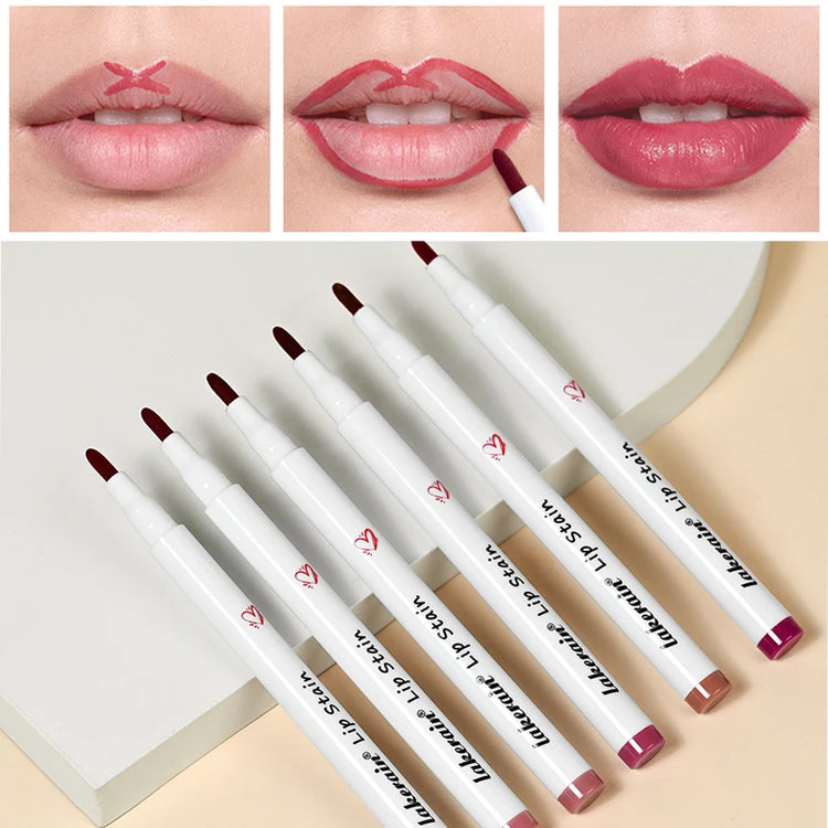 Liquid Lip Stain Pen Long lasting Lip Liner Waterproof Matte Pink Red Contour Tint Lipstick Moisturising Makeup Non-stick Cup