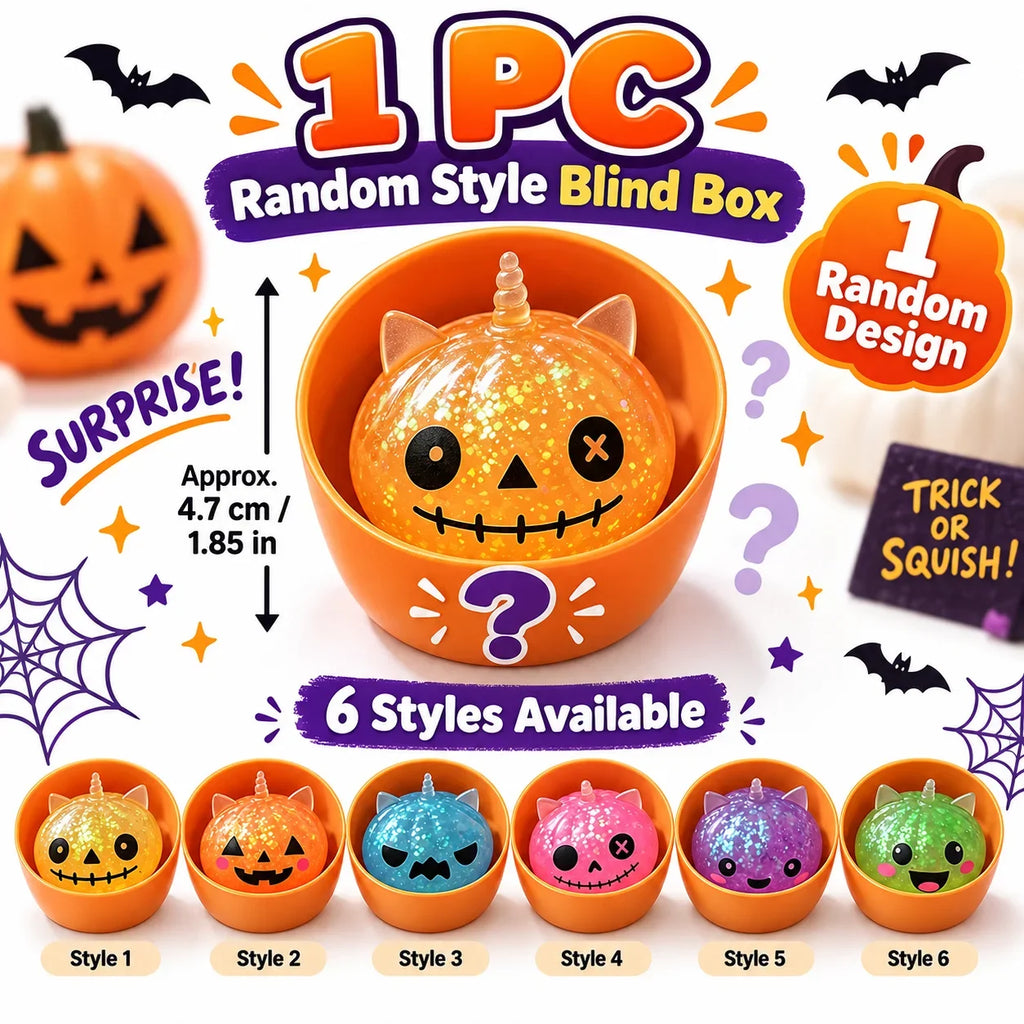 1-5PCS Halloween Unicorn Dumpling Squishy Blind Box Animal Ears Slow Rebound Squeeze Fidget Sensory Stress Relief Gift Pack