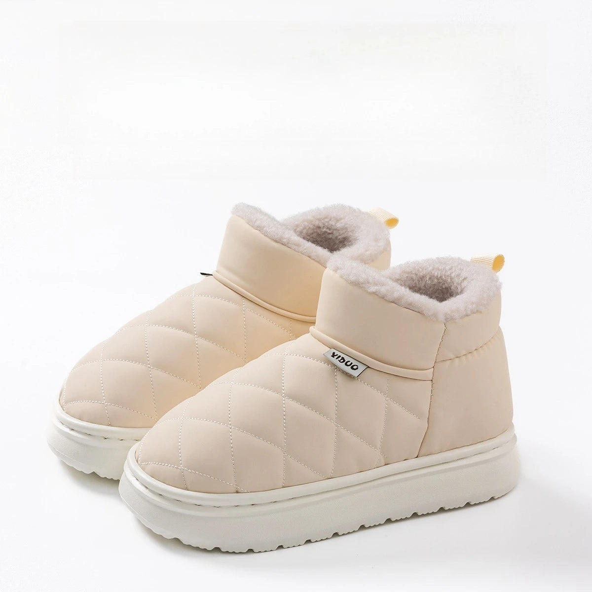 Waterproof Slip Resistant Winter Snow Boots Women Outdoor Traction Sole With Fur Lining Platform Cozy Slip On Slipper Shoes
