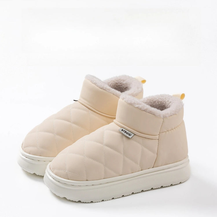 Waterproof Slip Resistant Winter Snow Boots Women Outdoor Traction Sole With Fur Lining Platform Cozy Slip On Slipper Shoes