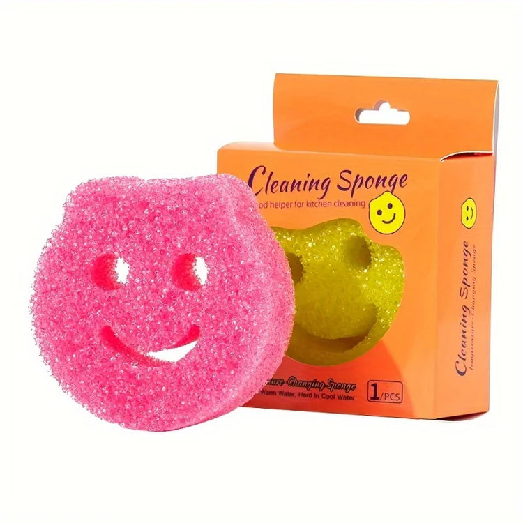 7pcs Smiley Face Temperature-Changing Cleaning Sponges，Colorful Kitchen Dishwashing Tools for Summer Grease Removal Cleaning