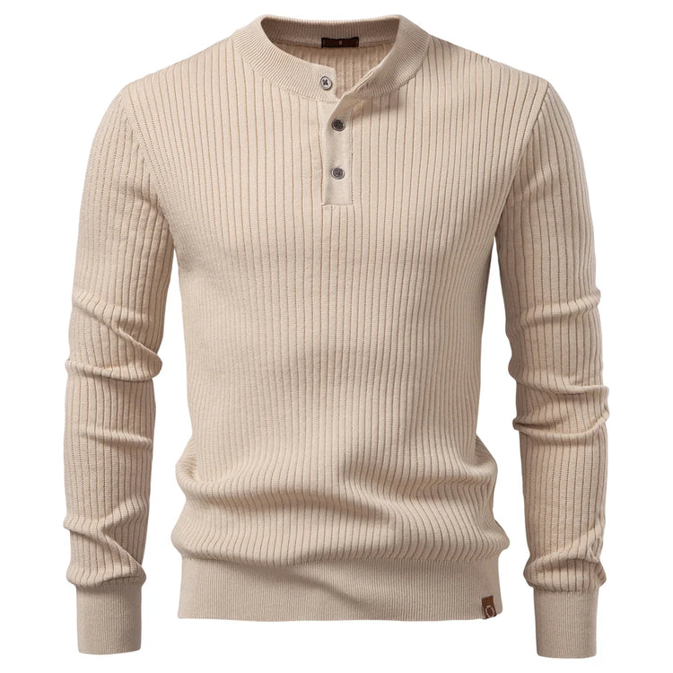 AIOPESON Button Placket Polo Shirt Men Ribbed Stripe Long Sleeve Contemporary Fit Minimalist Autumn Winter Premium Business Top