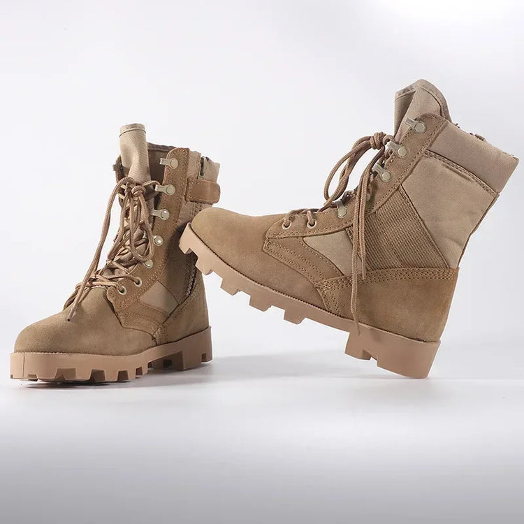 Lace Up Waterproof Outdoor Shoes Breathable Canvas Camouflage Tactical Combat Desert Ankle Boots Men Boots