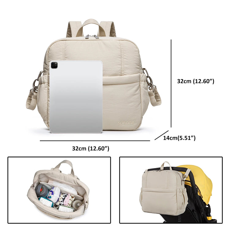 Soboba Large Capacity Diaper Backpack Multi-functional Nappy Changing Bag for Newborns Travel-Friendly Parenting Essentials