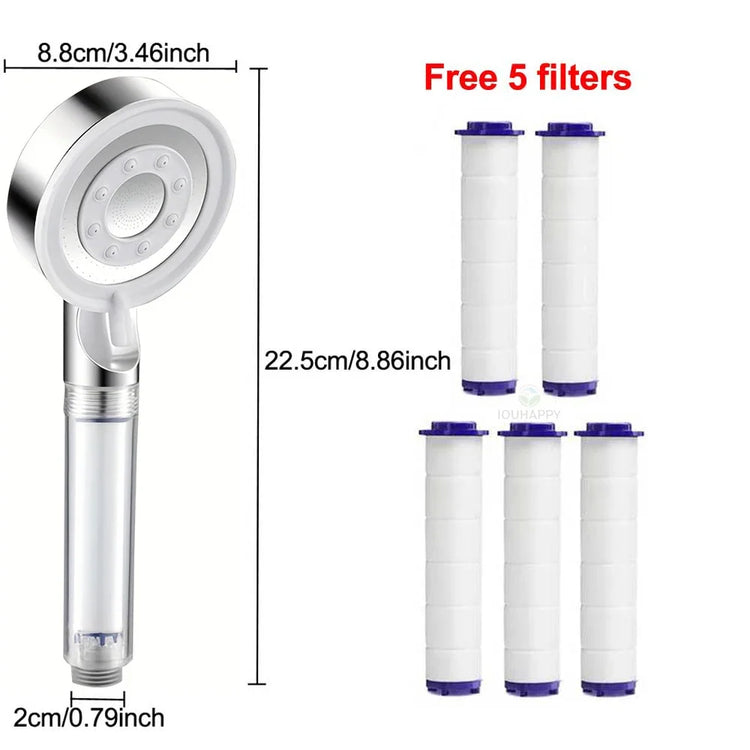 High Pressure Shower Head with Filter 5 Jet Modes Adjustable Large Water Flow Spray