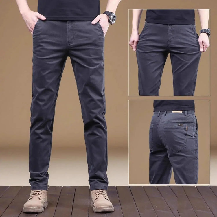 Ultra-high Quality Thin Cotton Men's Casual Pants Trendy Versatile Elastic Light Business Trousers Work Formal Straight Pants
