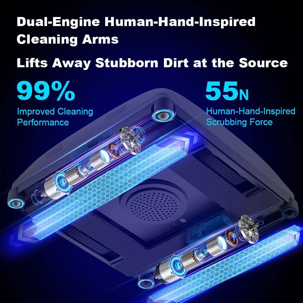 Liectroux G9 Robot Window Cleaner,10000Pa,Dual Vibrating Bionic Arms,8-Way Water Pump Spray,Nano Cleaning Squeegee,Smart Memory
