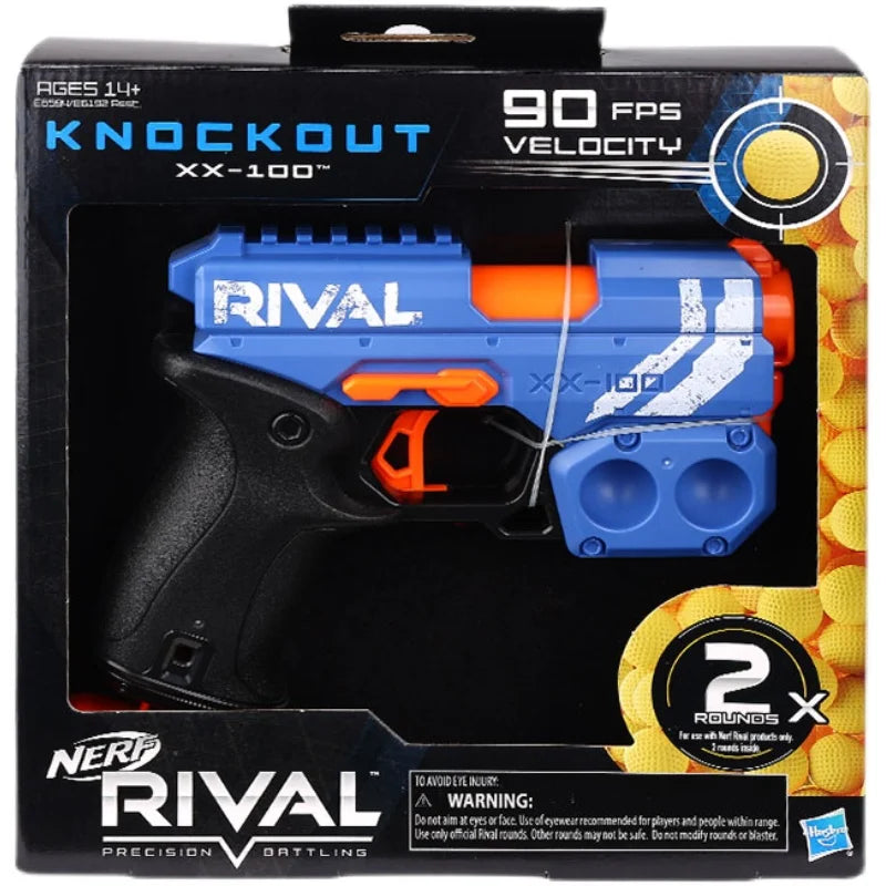 Hasbro Nerf Rival Knockout XX-100 Blaster Round Storage, 90 FPS Velocity, Breech Load 2 Official Rival Rounds Kids Gift E6192