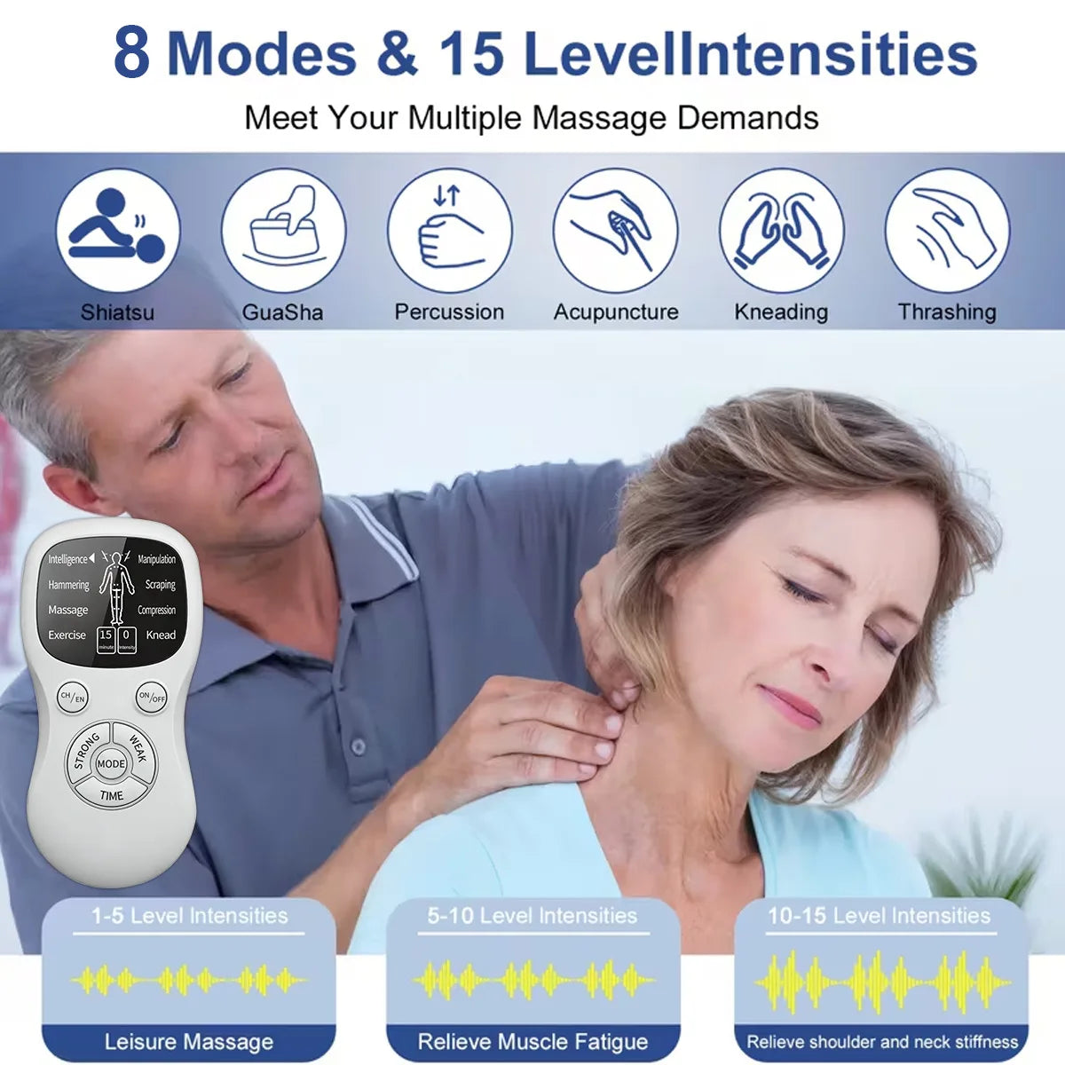 EMS Machine Dual Channel Electro Muscle Stimulator Pain Relief Rechargeable Body Shaping Muscle Relax TENS Pulse Massager