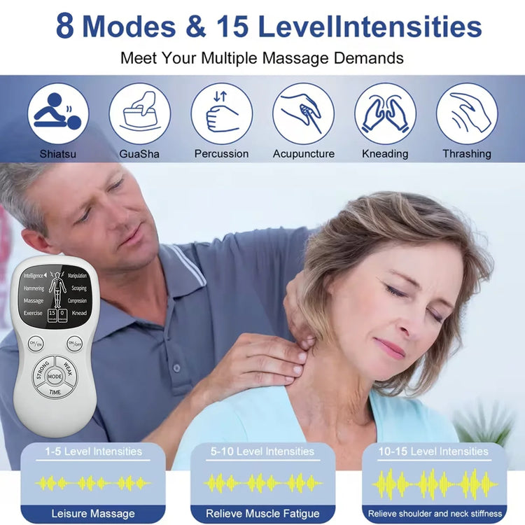 EMS Machine Dual Channel Electro Muscle Stimulator Pain Relief Rechargeable Body Shaping Muscle Relax TENS Pulse Massager