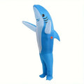 Christmas Cute Unique Standing Blue Shark Design Inflatable Suit, Halloween Play Inflatable Costume Props Shark Inflatable Suit