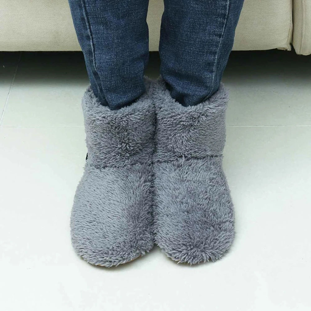 Women Men Electric Heating Shoes Washable USB Heated Shoes Couples Home Shoes for Winter