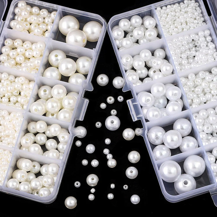 About 800pcs ABS Pearl Set Box Beads DIY Handmade Earrings, Bracelets, Necklaces, Mobile Phone Chains and Decorations