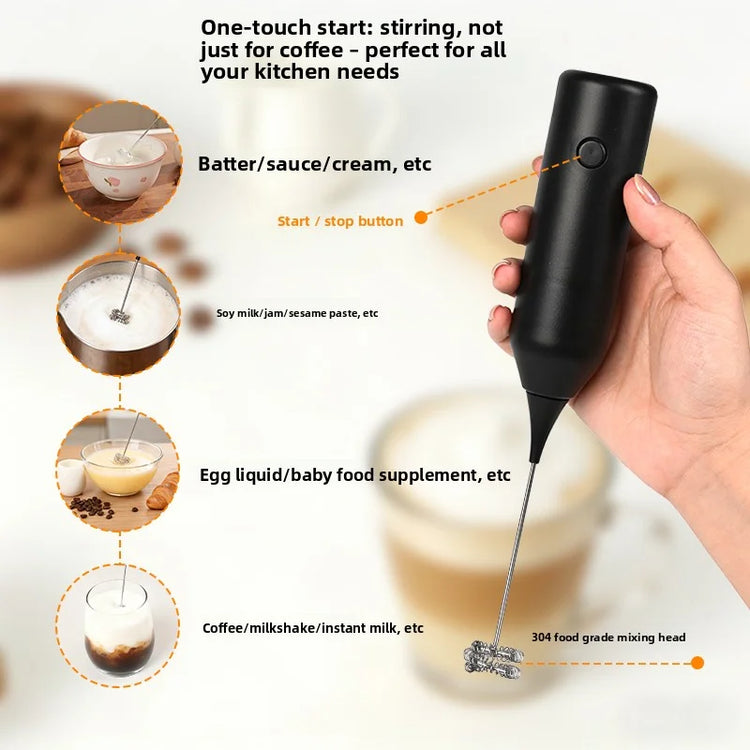 Electric Milk Frother Hand Mixer Portable Coffee Whisk Foam Maker Egg Beater Cream Blender for Dessert Drink Food Mixing