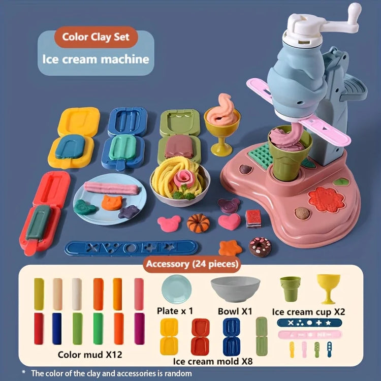 Ice Cream Play Dough Set - Vibrant Colors & Accessories, Creative Birthday Gift for Girls & Boys