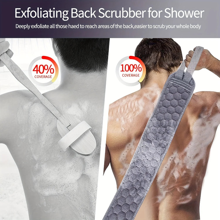 Exfoliating Body Scrubber Set - Includes Back Scrubber, Bath Glove And Shower Bath Sponge Loofah - Deep Clean And Vitalize