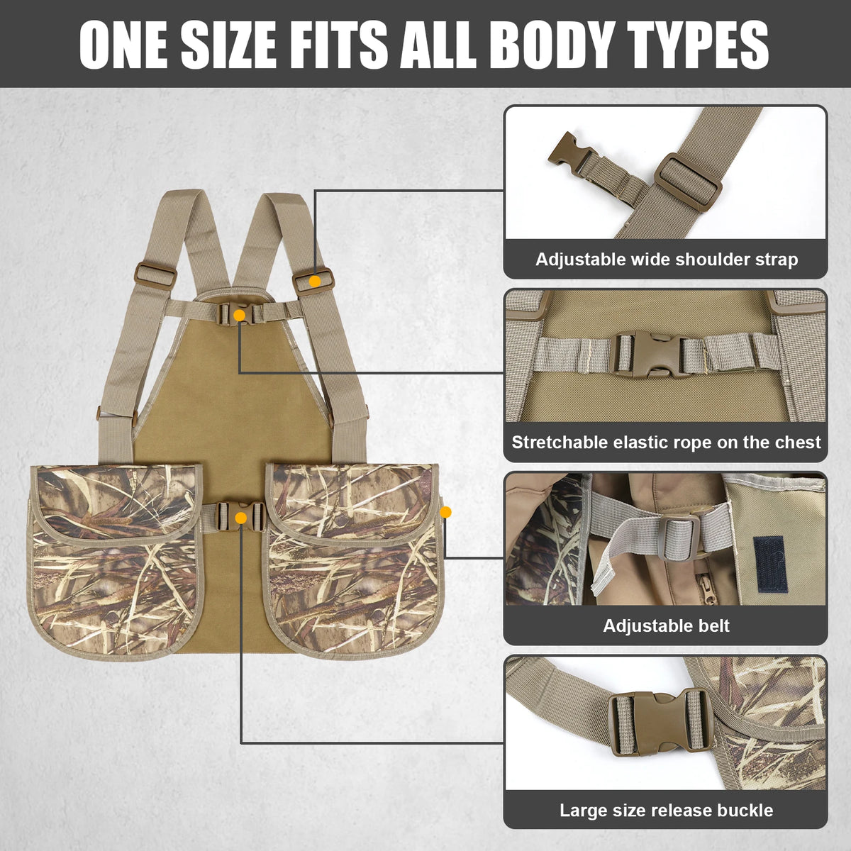 Hunting And Fishing Outdoor Camouflage Vest Suitable For Different Environments With Unique Camouflage Leaf Patterns