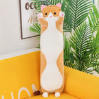 Cute Cat Plush Toy Long Pink Brown Grey Sleeping Cats Leg Pillow Squishy Little Animal Doll Appeasing Plushie Gift