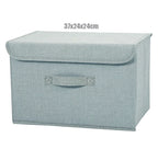Washable Cotton Linen Fabric Folding CD Storage Box Foldable Bins Toys Organizer With Lid Storage Basket Laundry Basket