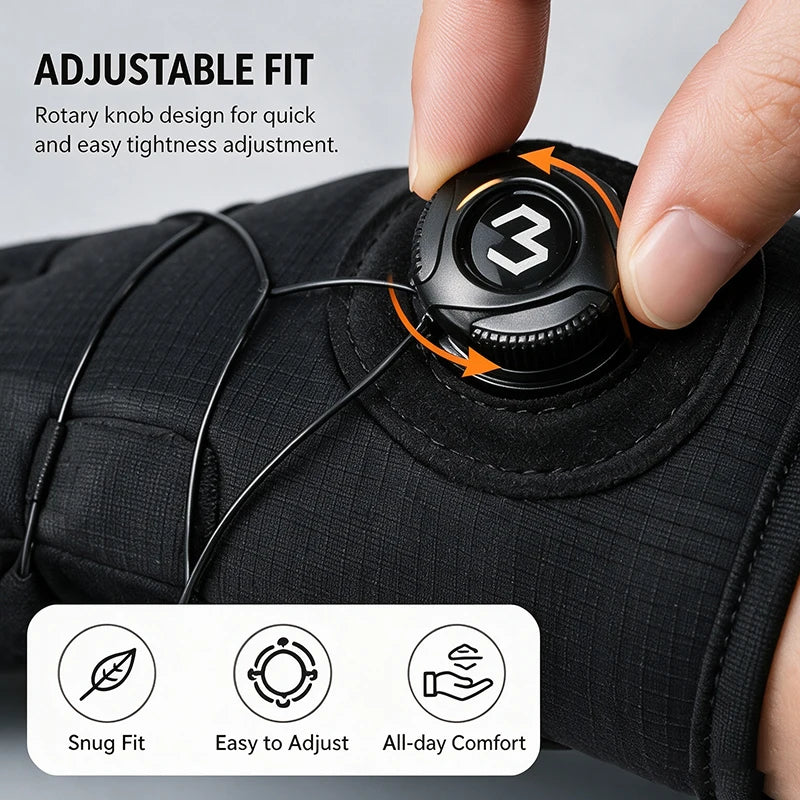 OFFBONDAGE Winter Cycling Gloves Thermal Warm Fleece Lined Waterproof Anti-Slip Motorcycle Gloves Adjustable Rotary Buckle MTB