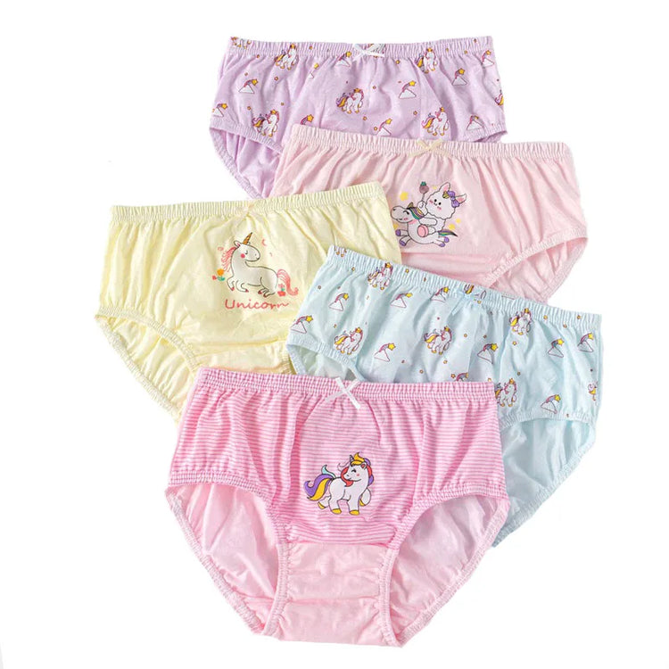 5/10Pcs Cotton Girls Panties Rainbow Unicorn Lovely Cartoon Children Triangle Underwear Soft Breathable Preschool Girls Briefs
