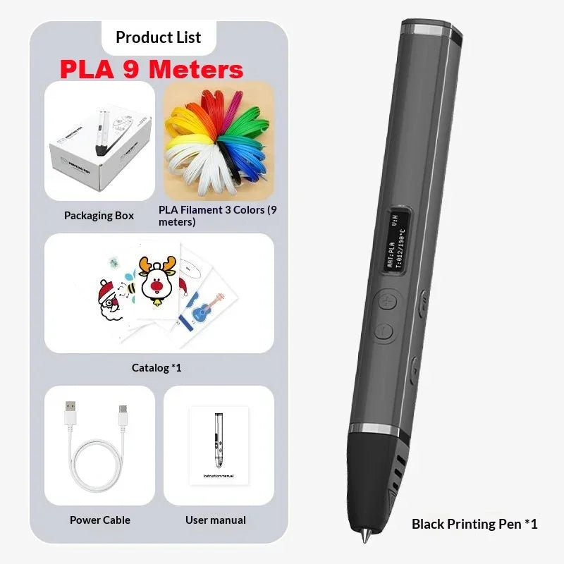 Professional 3D Print Pen Competition Level OLED Display 3D Printing Pens With PLA Filament 3D Doodling Making Detachable Design