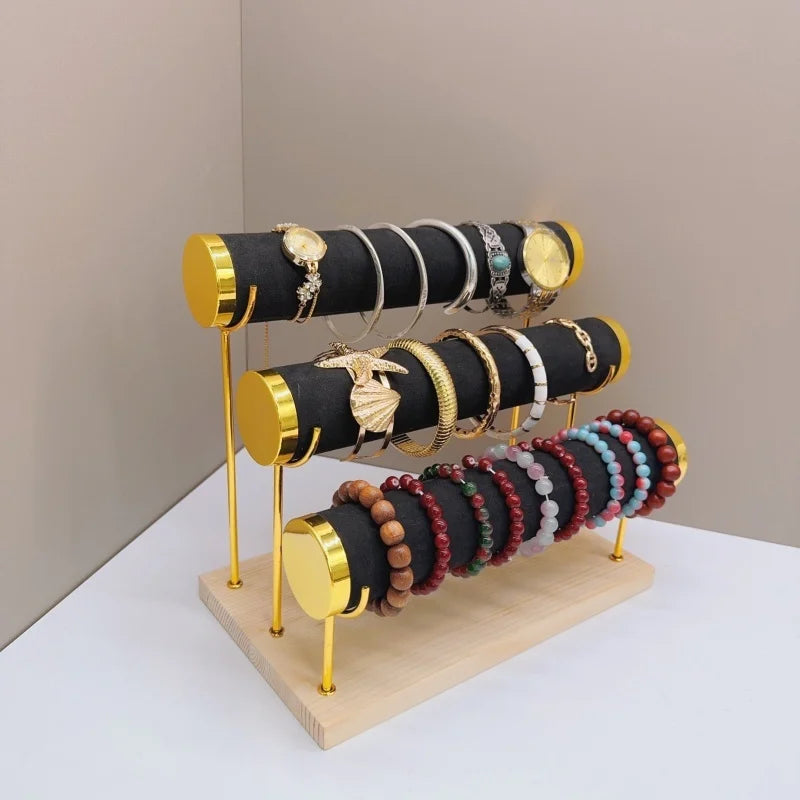 Detachable Bracelet Holder Jewelry Storage Stand with Wooden Tray Jewelry Holder for Jewelry Display