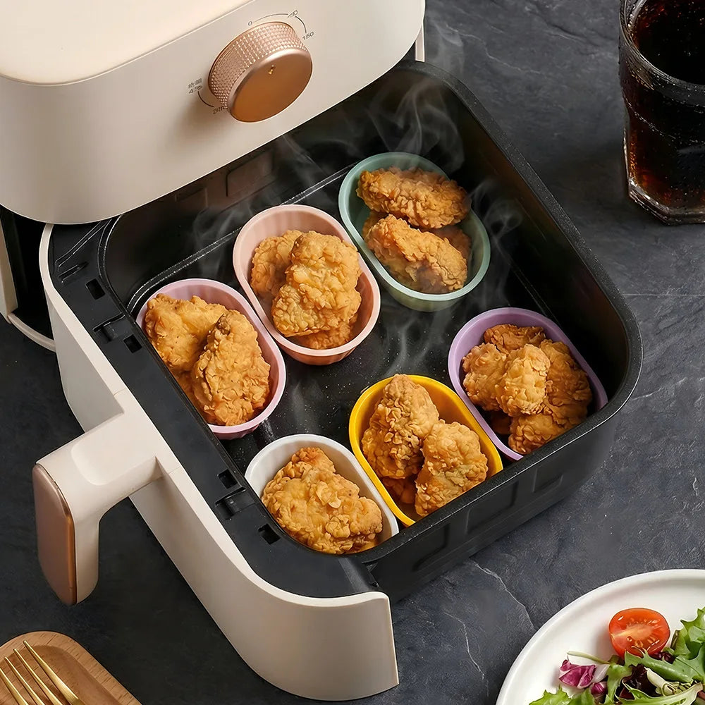 5PCS Reusable Oval Silicone Muffin Cups Non-Stick Cake Mold  Baking Mould for Air Fryer Oven DIY Brownie Pastry Bakeware