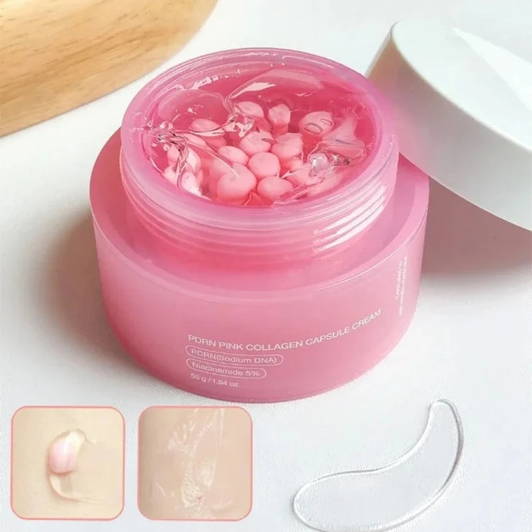 Korean Pink Collagen PDRN Capsule Cream with Niacinamide Cream for Uneven Skin Tone Lightweight Face Moisturizer Non Greasy Care